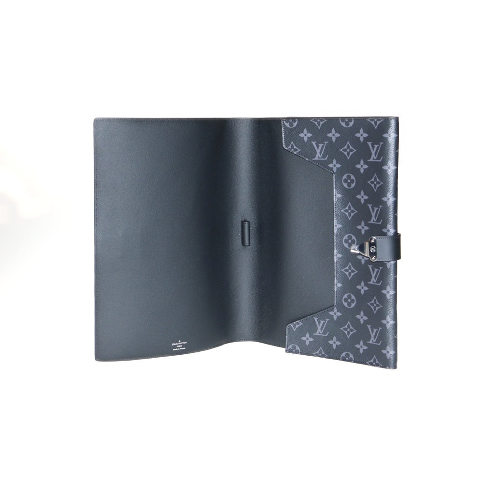 LOUIS VUITTON(ルイヴィトン) ポルトドキュマン フランクGM モノグラムエクリプス PVC レザー 書類ケース クラッチ セカンドバッグ シルバー金具 ブラック GI0273