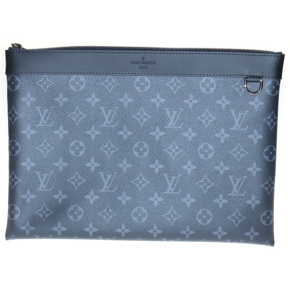 LOUIS VUITTON(ルイヴィトン) ポシェット ディスカバリー モノグラム エクリプス PVC レザー クラッチ セカンドバッグ シルバー金具 ブラック M62291