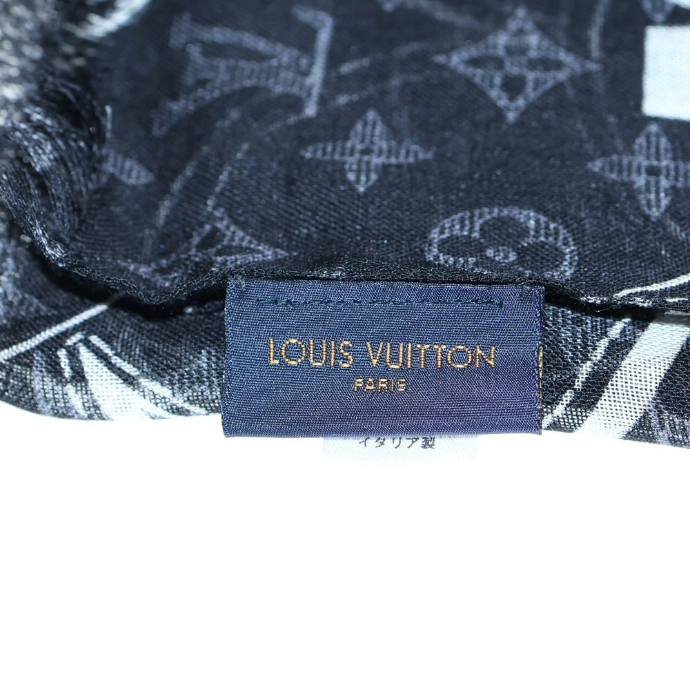 LOUIS VUITTON(ルイヴィトン) エトール モノグラム ヴィヴィエンヌ 総柄 カシミヤ シルク ストール スカーフ ブラック FF0138