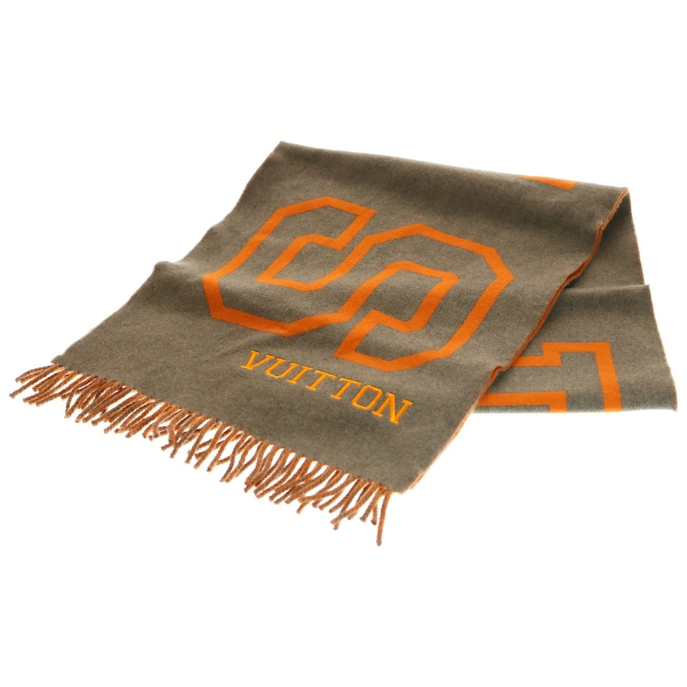 LOUIS VUITTON(ルイヴィトン) エシャルプ シティフリオ フリンジ マフラー ストール グレー×オレンジ MP2153