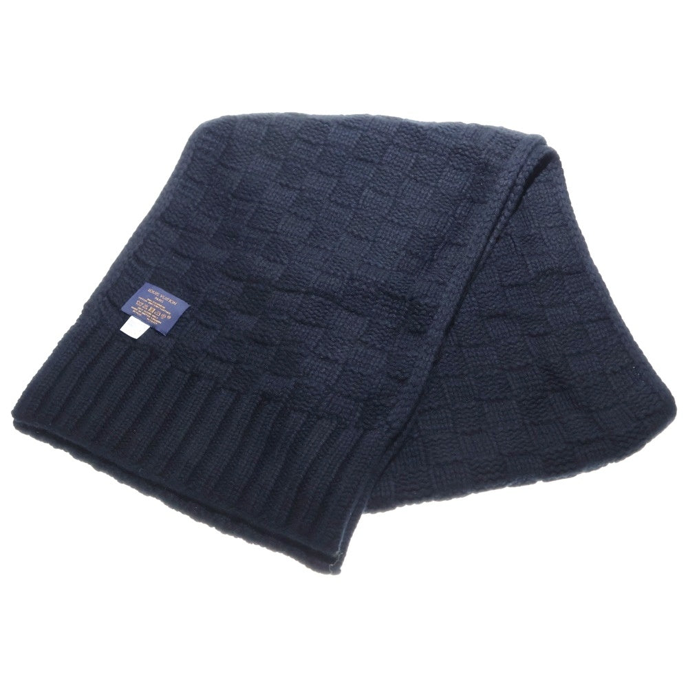 LOUIS VUITTON(ルイヴィトン) エシャルプ ヘルシンキ ダミエパターン カシミヤマフラー ストール ブラック M74421