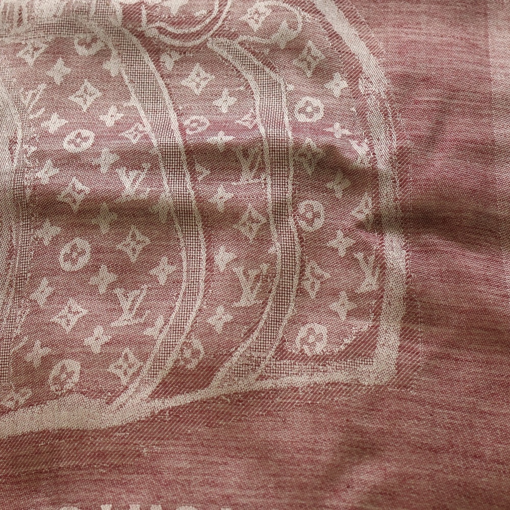 LOUIS VUITTON(ルイヴィトン) モノグラム トロンプルイユ プティットマル ストール マフラー カシミヤ シルク レッド R98142