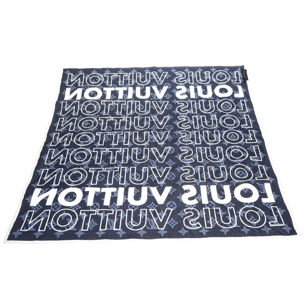 LOUIS VUITTON(ルイヴィトン) モノグラム ロゴ ハンカチ スカーフ ネイビー×ホワイト MP2306