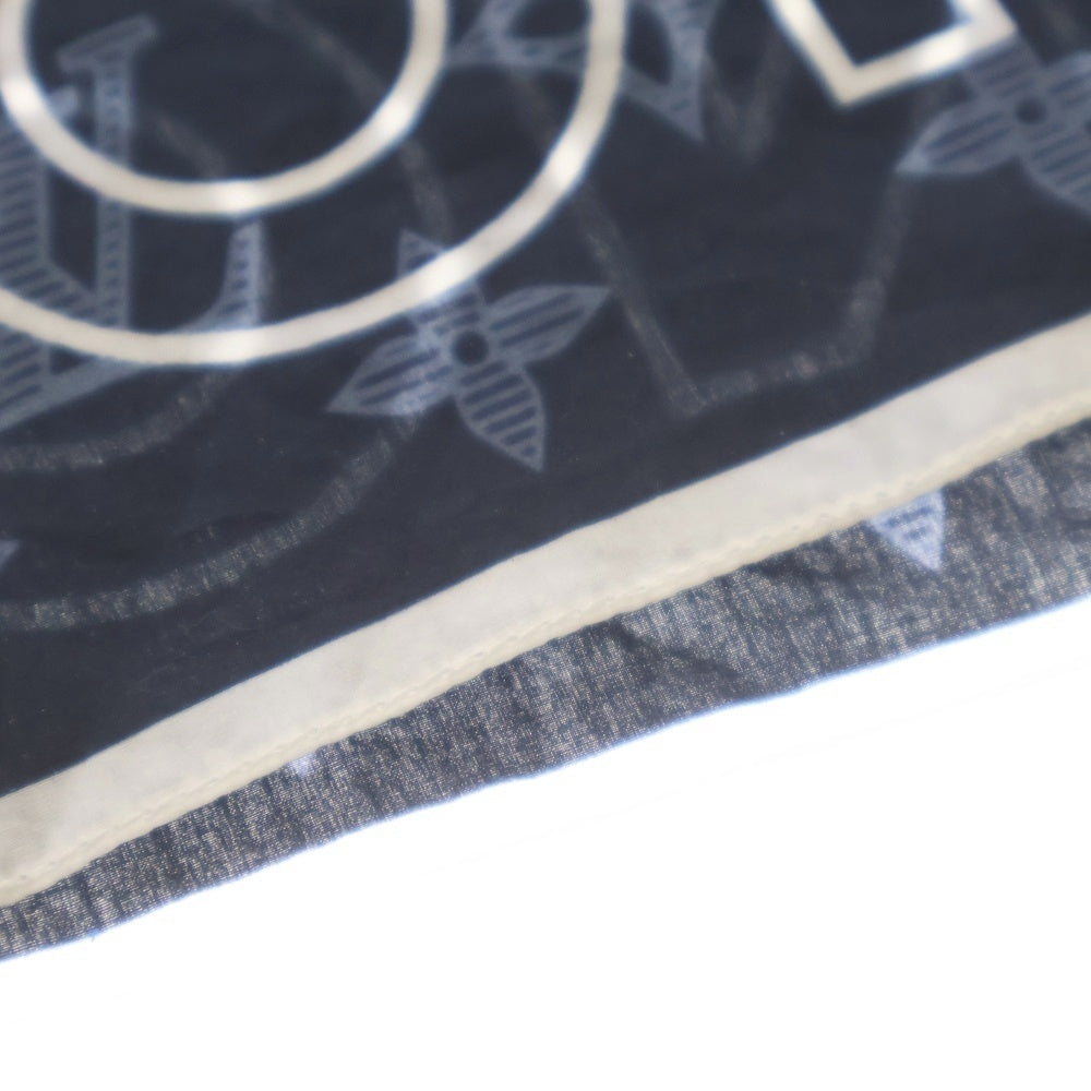 LOUIS VUITTON(ルイヴィトン) モノグラム ロゴ ハンカチ スカーフ ネイビー×ホワイト MP2306