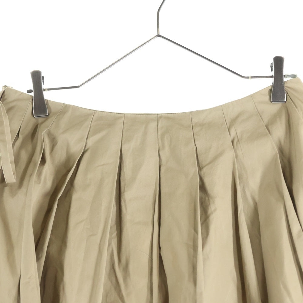 miumiu(ミュウミュウ) サイドファスナー ロゴ刺繍プリーツスカート ベージュ