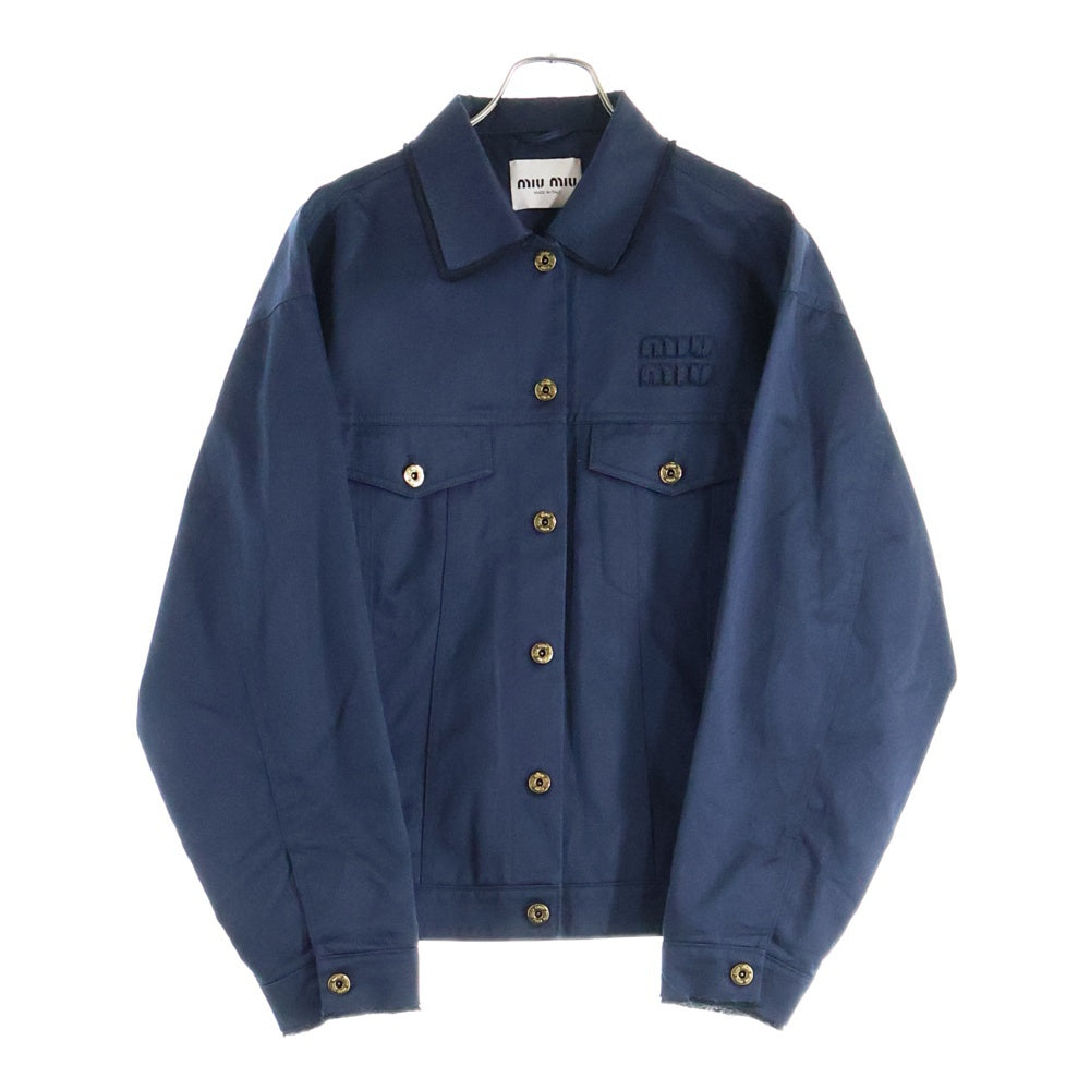 miumiu(ミュウミュウ) ロゴ刺繍 金ボタン ジャケット ML1063 ネイビー