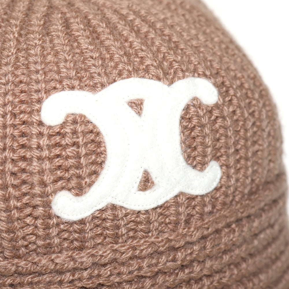 CELINE(セリーヌ) トリオンフ クロシェ ワッペンロゴ カシミヤニット バケットハット ベージュ 2A80T384D