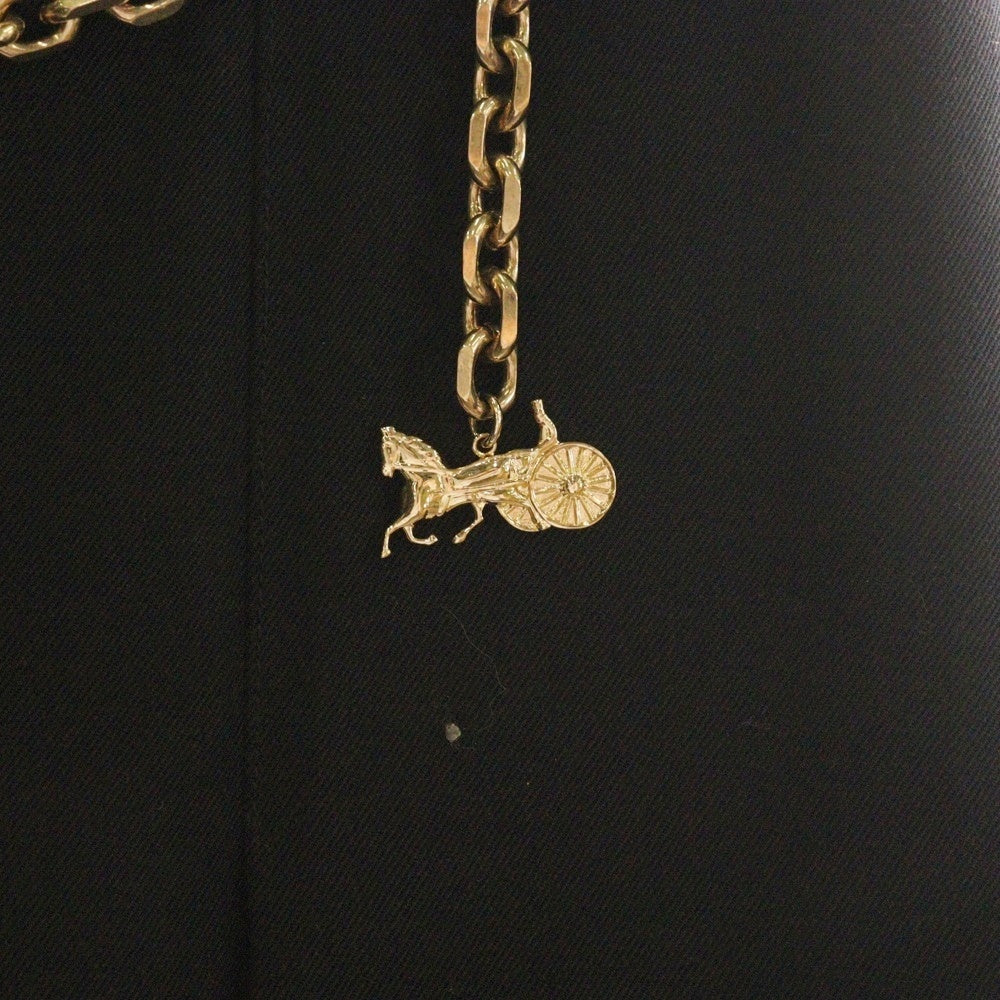 CELINE(セリーヌ) エディ期 チェーン 馬車チャーム ウール タック プリーツ ミニスカート ゴールド金具 ブラック レディース 2J231445K