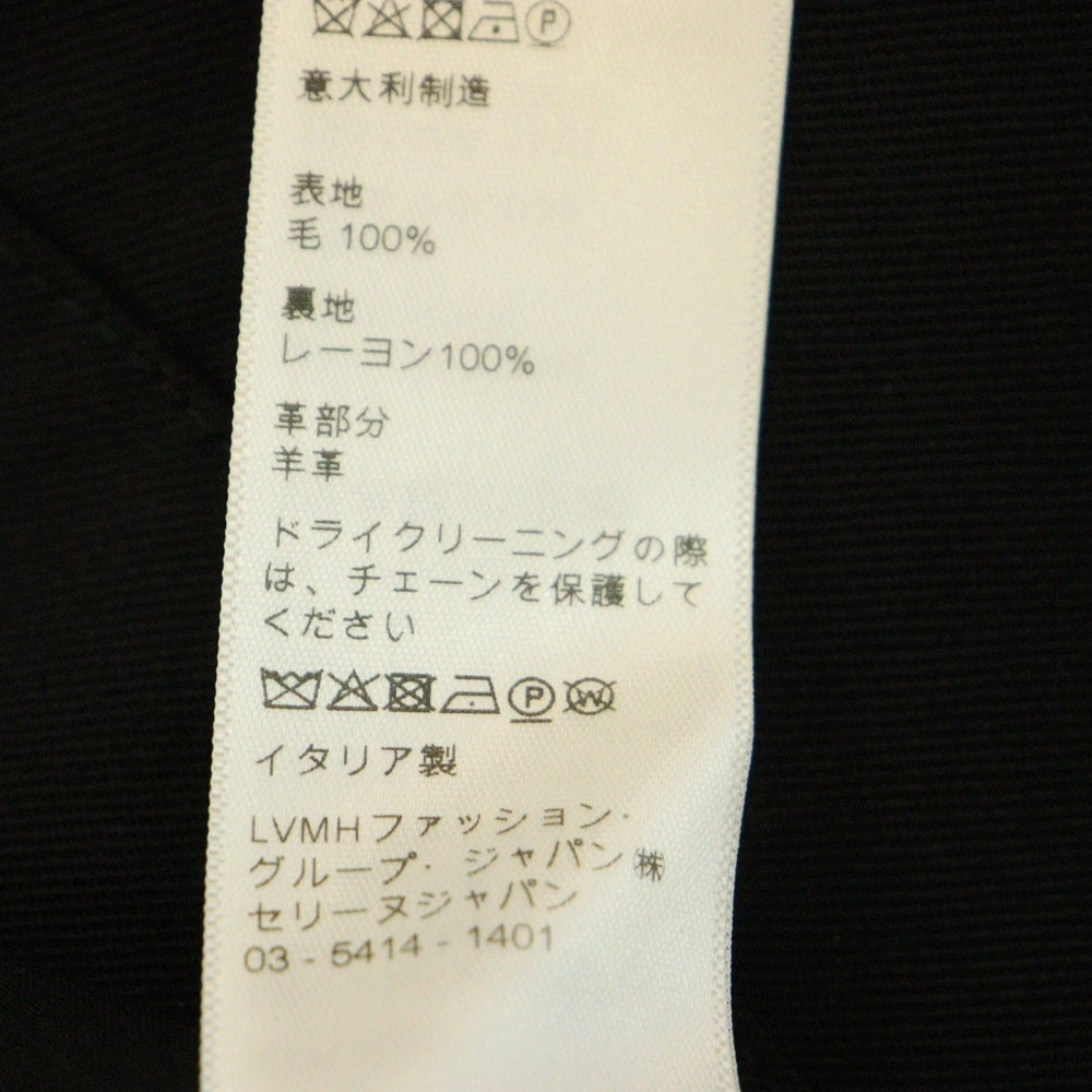 CELINE(セリーヌ) エディ期 チェーン 馬車チャーム ウール タック プリーツ ミニスカート ゴールド金具 ブラック レディース 2J231445K