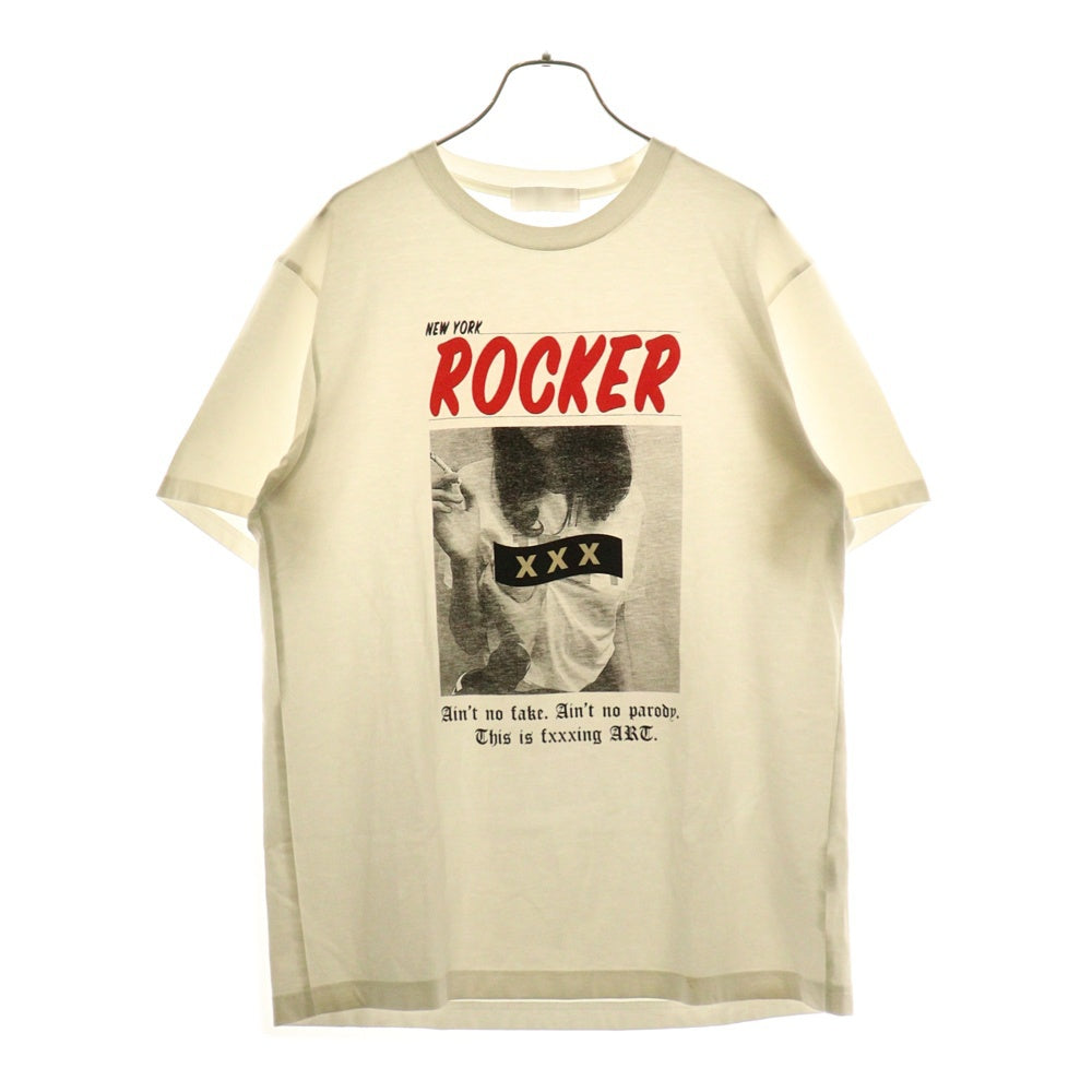 GOD SELECTION XXX(ゴッドセレクショントリプルエックス) ROCKER グラフィックロゴ フォト プリント クルーネック 半袖Tシャツ カットソー ホワイト
