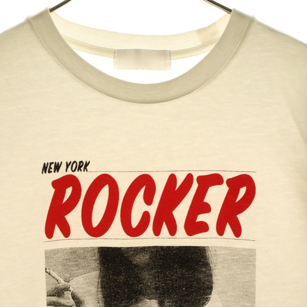 GOD SELECTION XXX(ゴッドセレクショントリプルエックス) ROCKER グラフィックロゴ フォト プリント クルーネック 半袖Tシャツ カットソー ホワイト