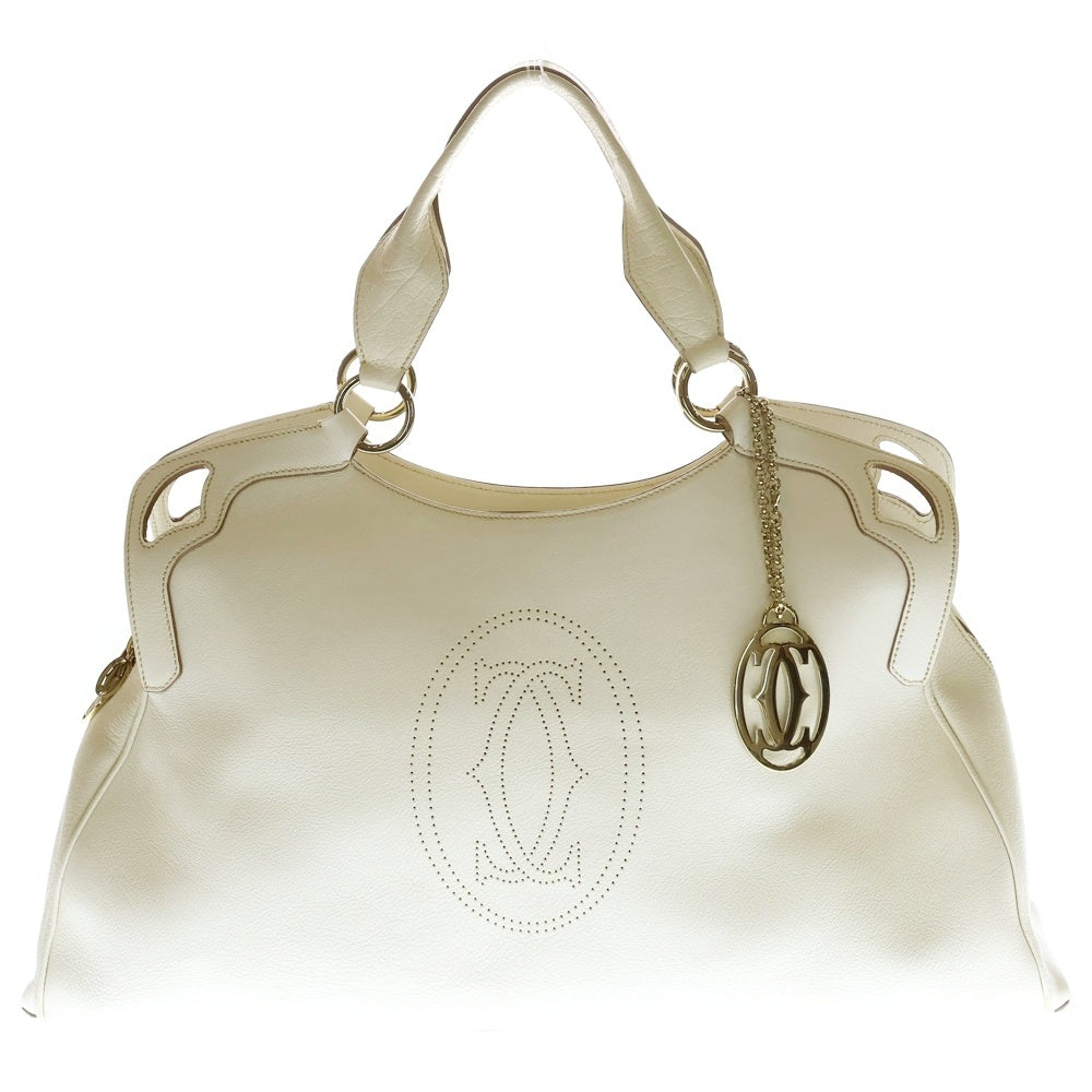 Cartier(カルティエ) マルチェロ パンチングロゴ レザー ハンド トートバッグ ゴールド金具 ホワイト L1000885