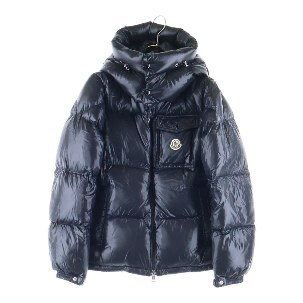 MONCLER(モンクレール) 24AW MONTBELIARD モンベリアル ワッペンロゴ トリコロールライン フーデッド ジップアップ ダウンジャケット ブラック J20911A51X00 68950
