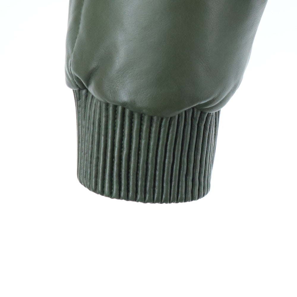 LOUIS VUITTON(ルイヴィトン) 14AW ラムスキン レザー ジップアップ ダウンジャケット カーキ RM142M H6LO6EKL6