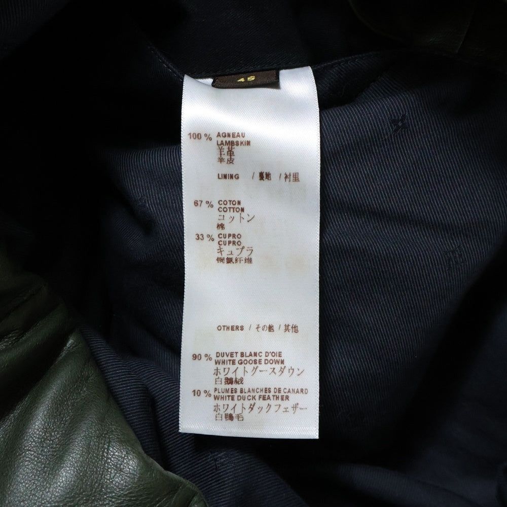 LOUIS VUITTON(ルイヴィトン) 14AW ラムスキン レザー ジップアップ ダウンジャケット カーキ RM142M H6LO6EKL6