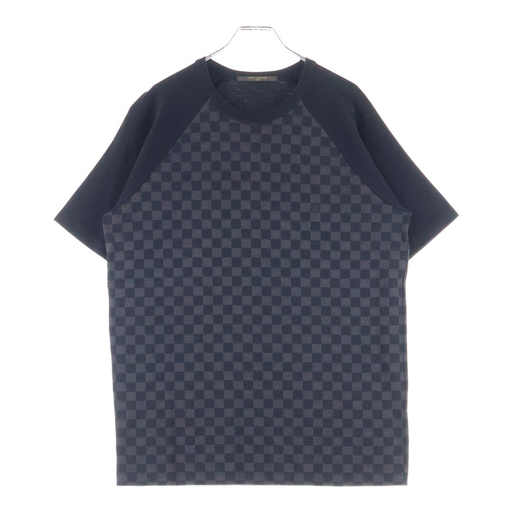 LOUIS VUITTON(ルイヴィトン) 09AW ダミエ柄 ラグランスリーブ クルーネック 半袖Tシャツ カットソー ブラック/チャコール RM092D MNJR61JE1