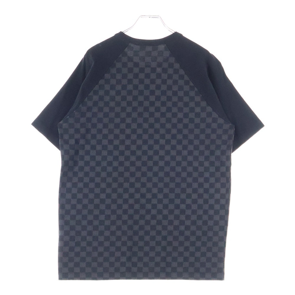 LOUIS VUITTON(ルイヴィトン) 09AW ダミエ柄 ラグランスリーブ クルーネック 半袖Tシャツ カットソー ブラック/チャコール RM092D MNJR61JE1