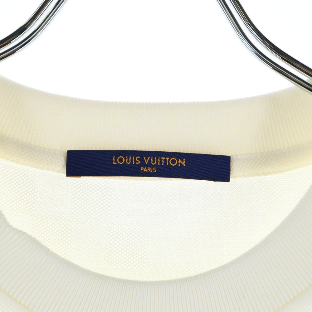 LOUIS VUITTON(ルイヴィトン) 21AW ハーフ ダミエ柄ジャガード クルーネック 半袖Tシャツ カットソー ホワイト RM212Q VHI HJY40W