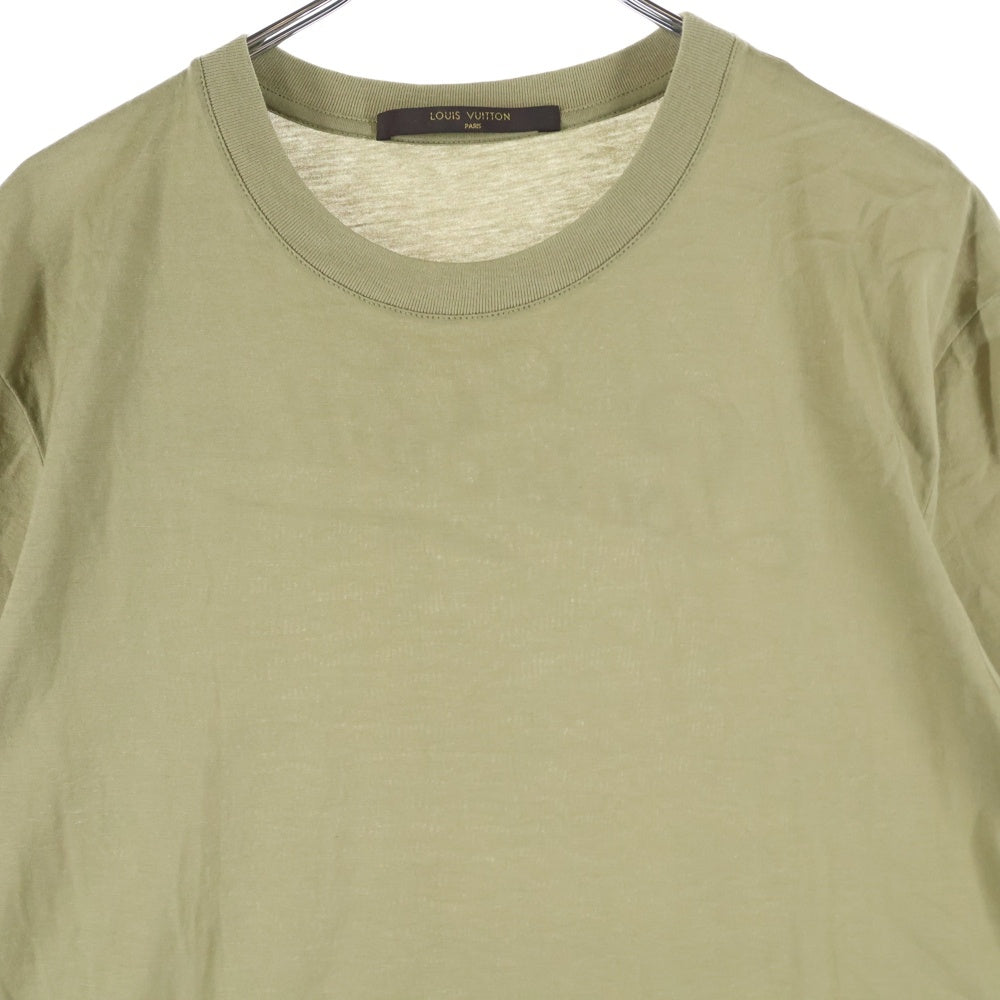 LOUIS VUITTON(ルイヴィトン) 12SS バックロゴ フロッキープリント クルーネック 半袖Tシャツ カットソー カーキ RM121M H1JR02JEZ
