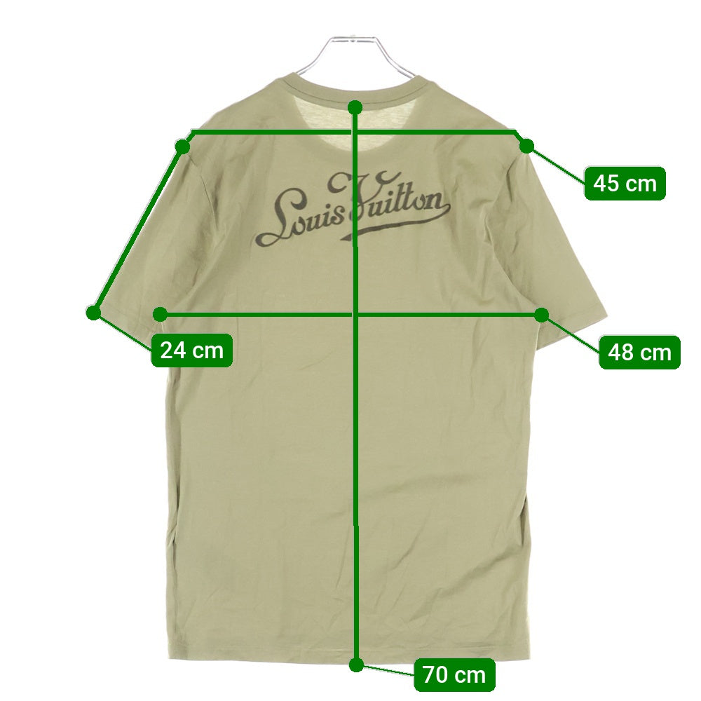 LOUIS VUITTON(ルイヴィトン) 12SS バックロゴ フロッキープリント クルーネック 半袖Tシャツ カットソー カーキ RM121M H1JR02JEZ