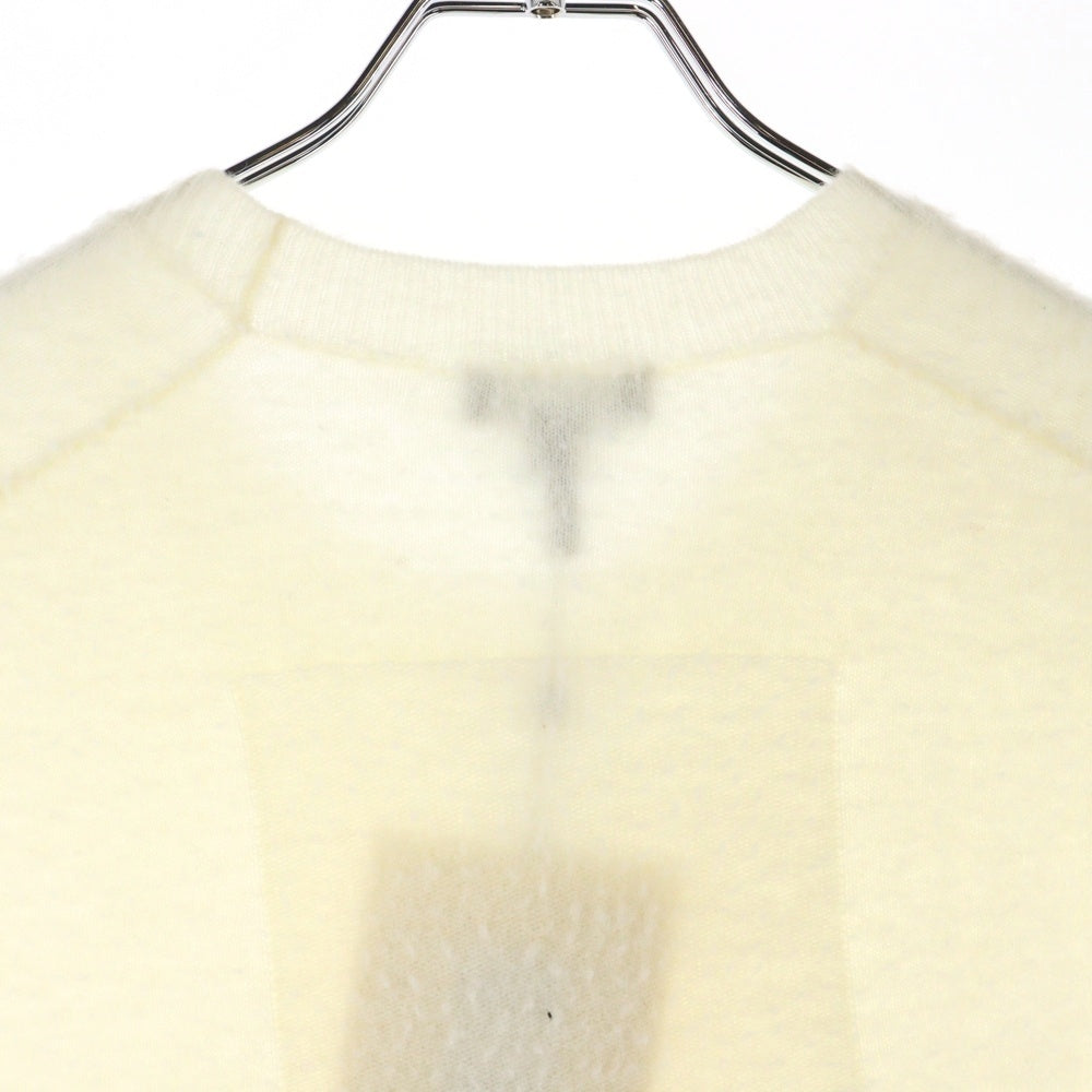 MARC JACOBS(マークジェイコブス) 23AW PILLED CAPSLEEVE VEST パイルド キャップスリーブ ロゴプレート ノースリーブ クルーネック ウールニット ベスト ホワイト レディース 2S4RTP017K14