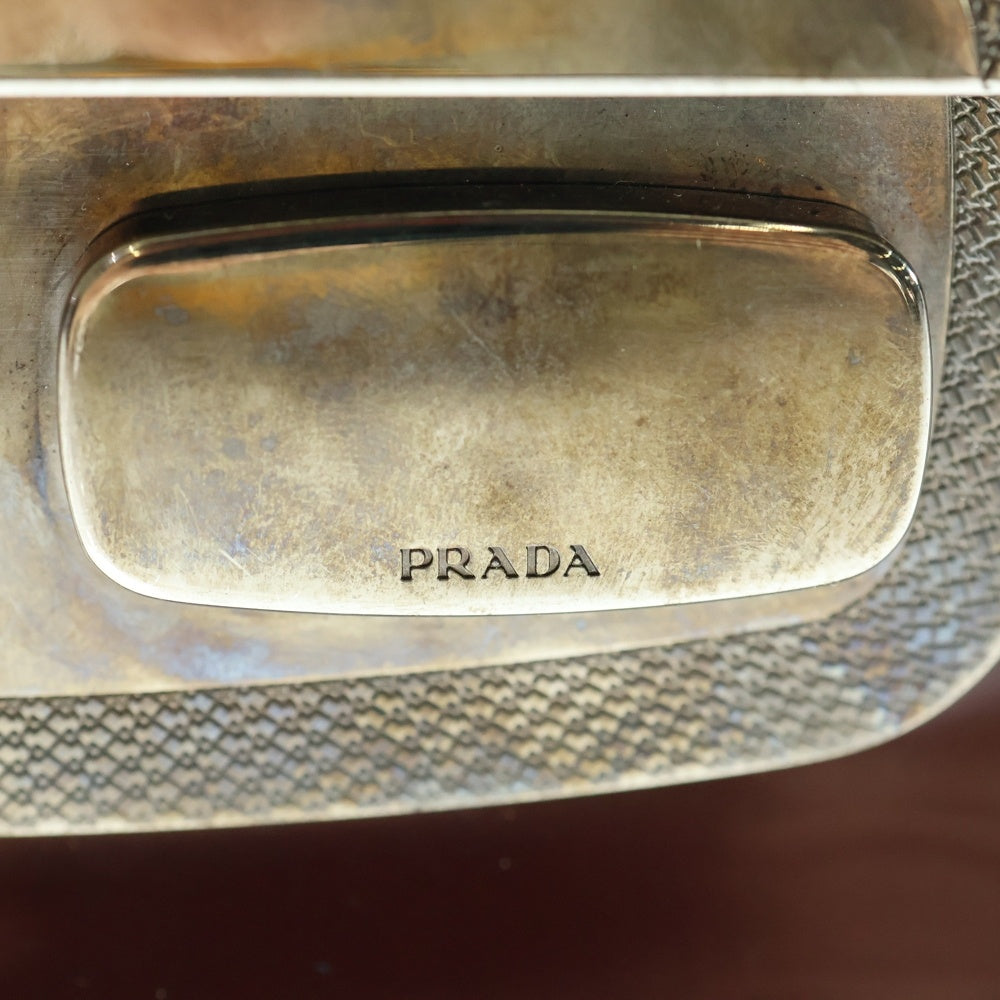 PRADA(プラダ) ミラーフラップ チェーン ショルダーバッグ ワインレッド エナメル