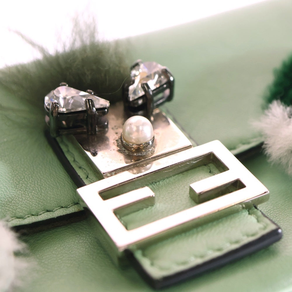 FENDI(フェンディ) マイクロバケット モンスター ショルダーバッグ ライトグリーン レザー 8M0354