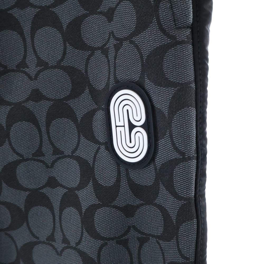 COACH(コーチ) ラバーワッペンロゴ シグネチャー 総柄 ナイロン切り替え スウェット トラック ジョガーパンツ グレー/ブラック C7806