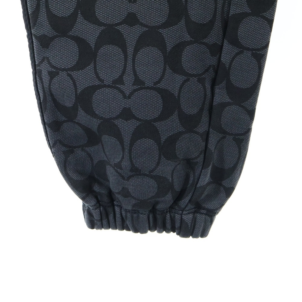 COACH(コーチ) ラバーワッペンロゴ シグネチャー 総柄 ナイロン切り替え スウェット トラック ジョガーパンツ グレー/ブラック C7806