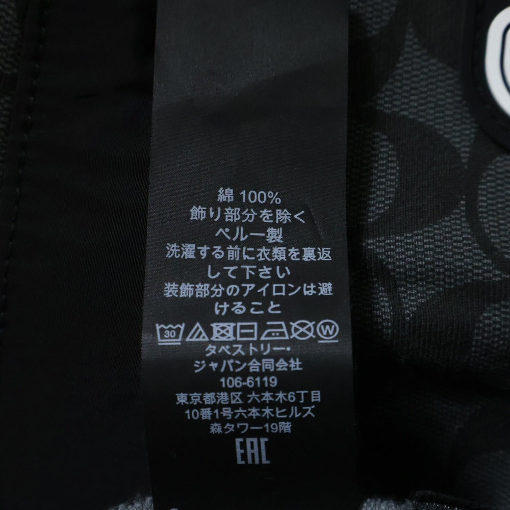 COACH(コーチ) ラバーワッペンロゴ シグネチャー 総柄 ナイロン切り替え スウェット トラック ジョガーパンツ グレー/ブラック C7806