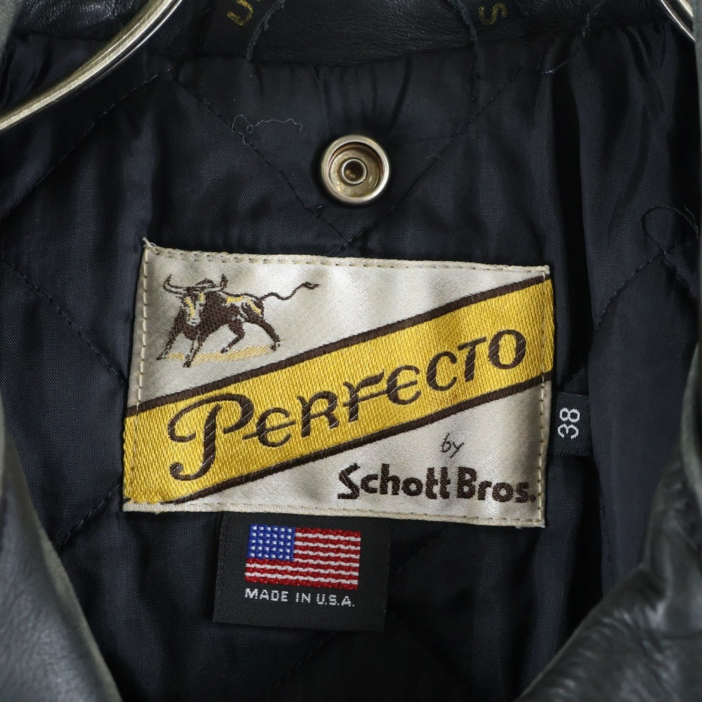 SCHOTT(ショット) UNITED ARROWS 別注 USA製 ワンスター ウォッシュ加工 レザー ダブルライダースジャケット ブラック 7082