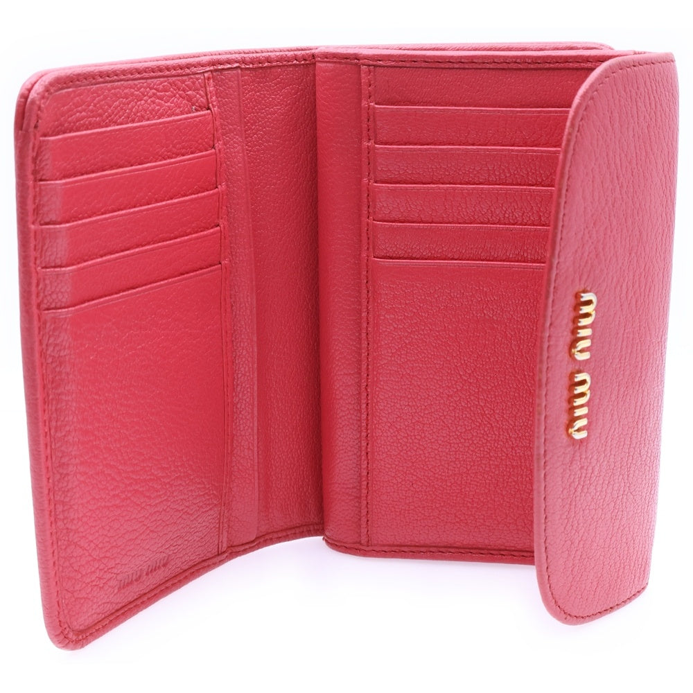 miumiu(ミュウミュウ) ロゴ フラップ ロングウォレット 長財布 カードケース レザー ピンク ゴールド金具 レディース