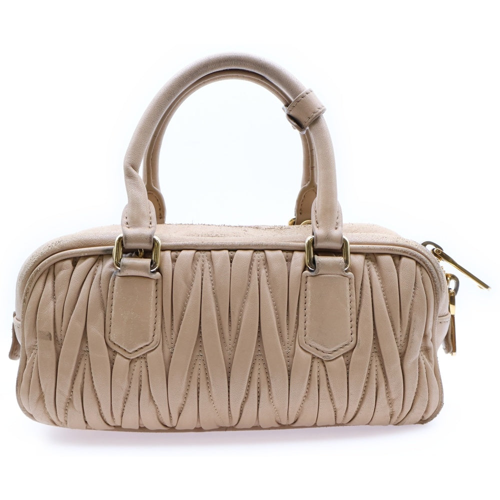 miumiu(ミュウミュウ) マテラッセ 2WAYショルダーバッグ ハンドバッグ ミニバッグ ベージュ レザー 5BB148 ゴールド金具