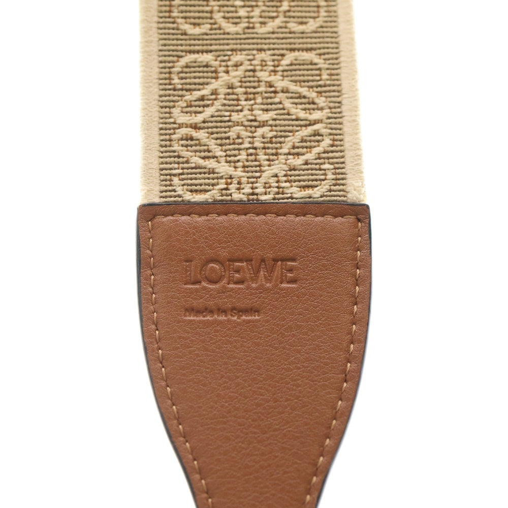 LOEWE(ロエベ) ショルダーストラップ ロゴ ブラウン×ベージュ レザー×キャンバス ゴールド金具