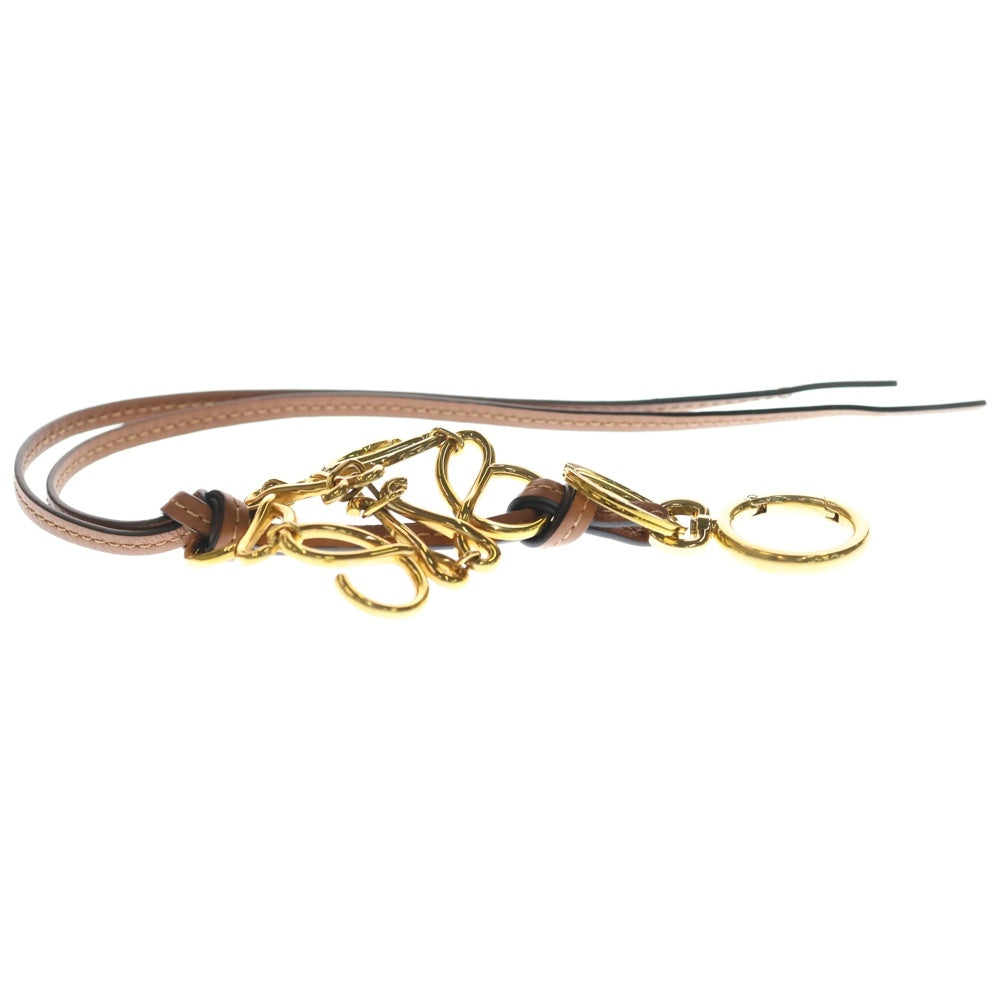 LOEWE(ロエベ) アナグラム ロゴ キーホルダー キーリング バッグチャーム ブラウン ゴールド金具 レザー