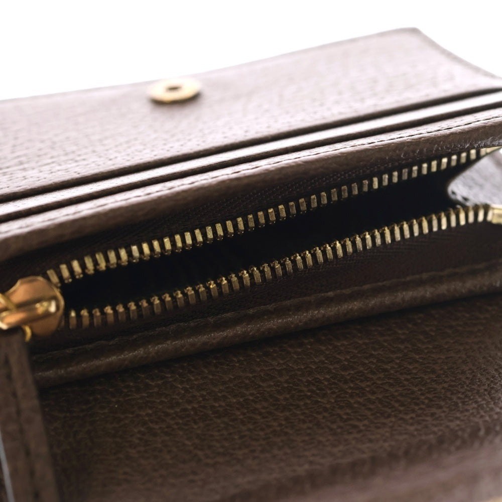 GUCCI(グッチ) ×バレンシアガ ザハッカープロジェクト GGスプリーム シェリーライン 二つ折りコンパクトウォレット 財布 ブラウン×ベージュ レザー×PVC 680385 ゴールド金具