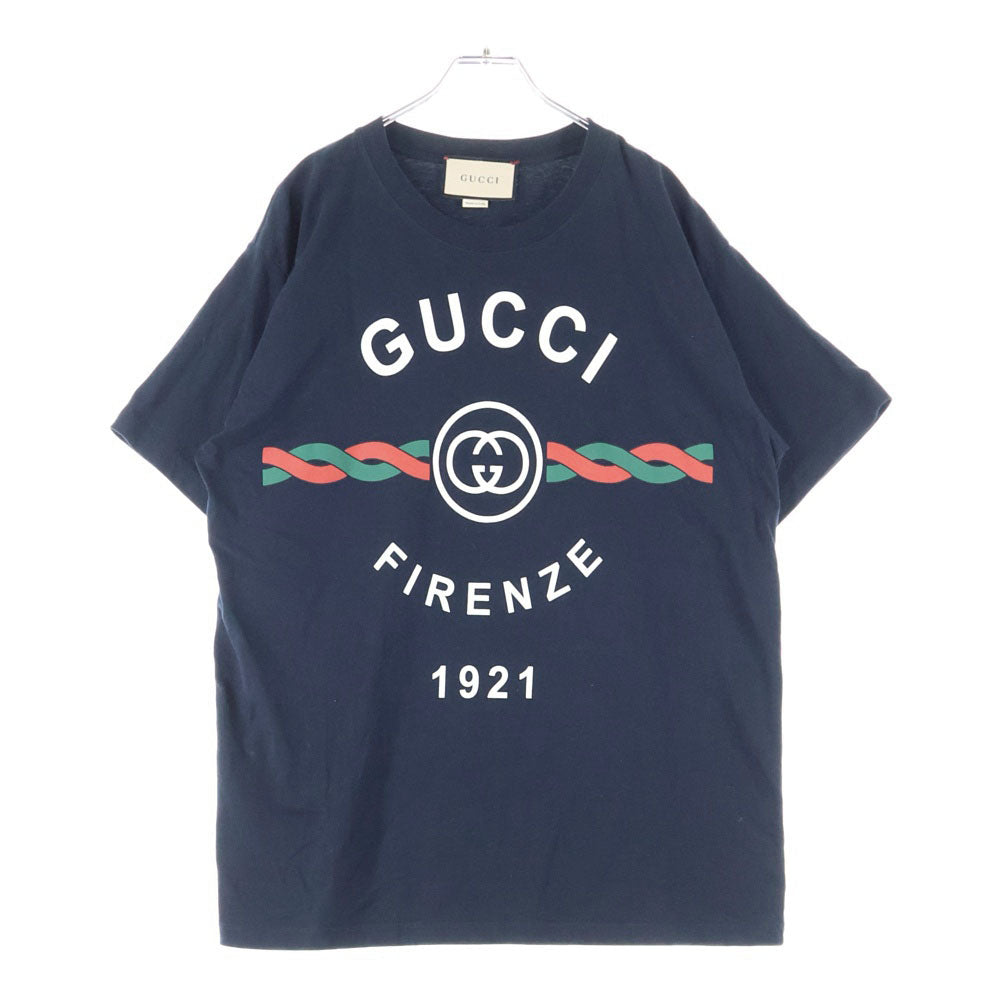 GUCCI(グッチ) FIRENZE 1921 Print Tee フィレンツェ ロゴプリント 半袖Tシャツ カットソー ブラック 616036 XJD7T