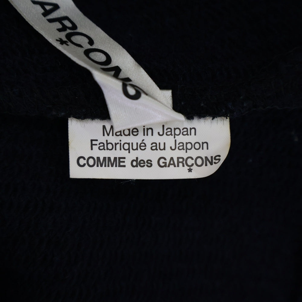 COMME des GARCONS(コムデギャルソン) 14AW AD2014 シルクスカーフ切り替え ウールニット 丸襟 半袖ロング フレア ワンピース ネイビー レディース GN-O040