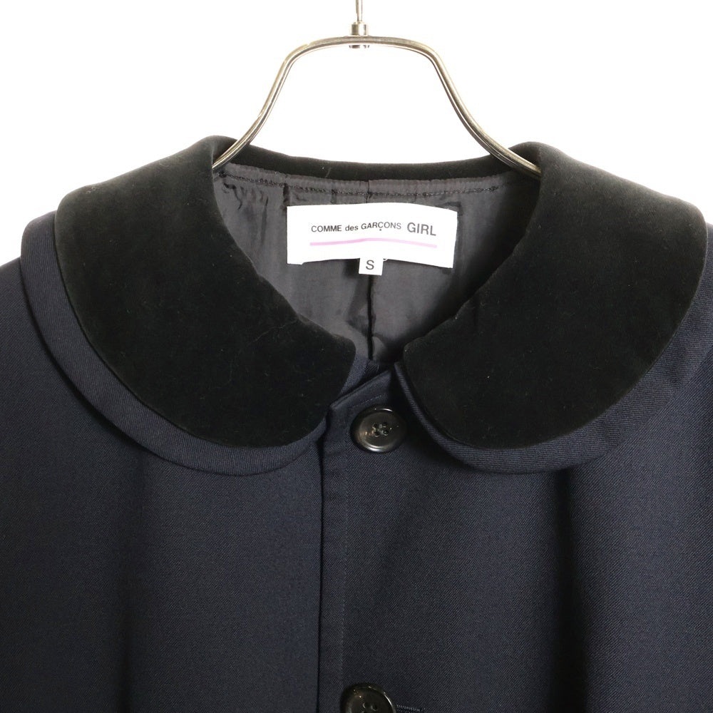 COMME DES GARCONS GIRL(コムデギャルソンガール) ベロア切替ダブルカラーウールコート 長袖ワンピース ブラック NP-C001