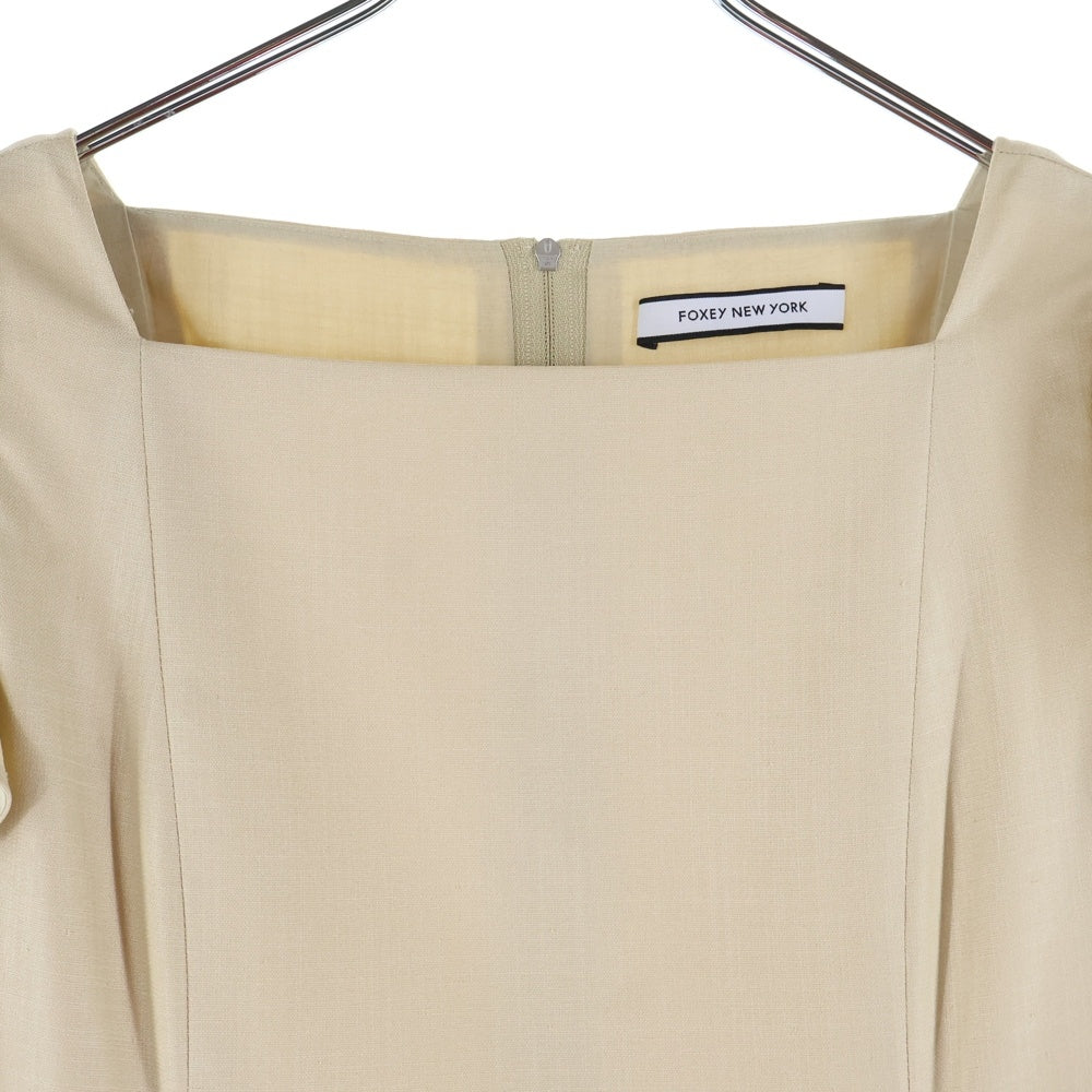 FOXEY(フォクシー) ギリシア ドレス ギャザースリーブ スクエアネック ミディアム フレア ワンピース ベージュ レディース 42737-NS000615T