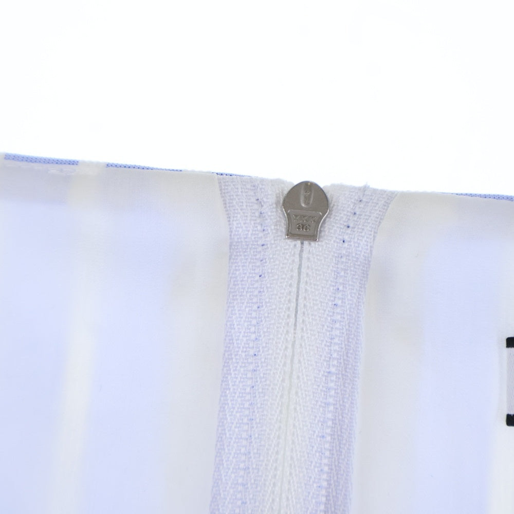 FOXEY(フォクシー) ルシェルドレス ストライプ総柄 コットン ノースリーブ ミディアム フレア ワンピース ライトブルー/ホワイト レディース 42836-NA000601SI