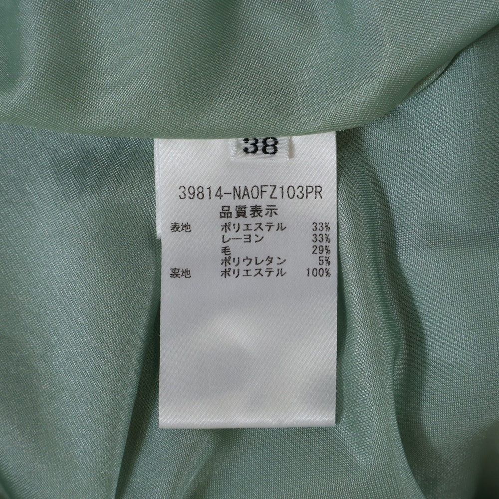 FOXEY(フォクシー) レーヨン ウール混 ギャザー クルーネック ノースリーブ ミディアム フレア ワンピース ライトグリーン レディース 39814-NA0FZ103PR