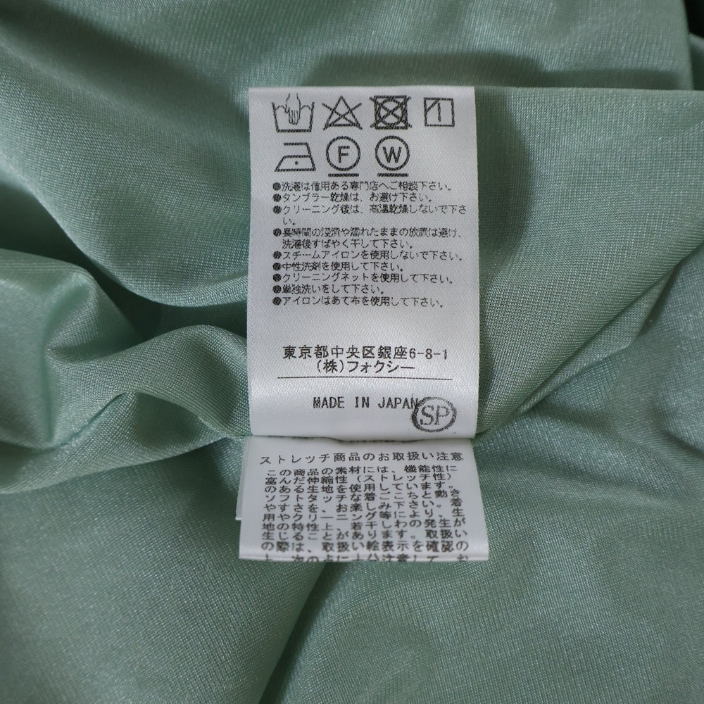 FOXEY(フォクシー) レーヨン ウール混 ギャザー クルーネック ノースリーブ ミディアム フレア ワンピース ライトグリーン レディース 39814-NA0FZ103PR