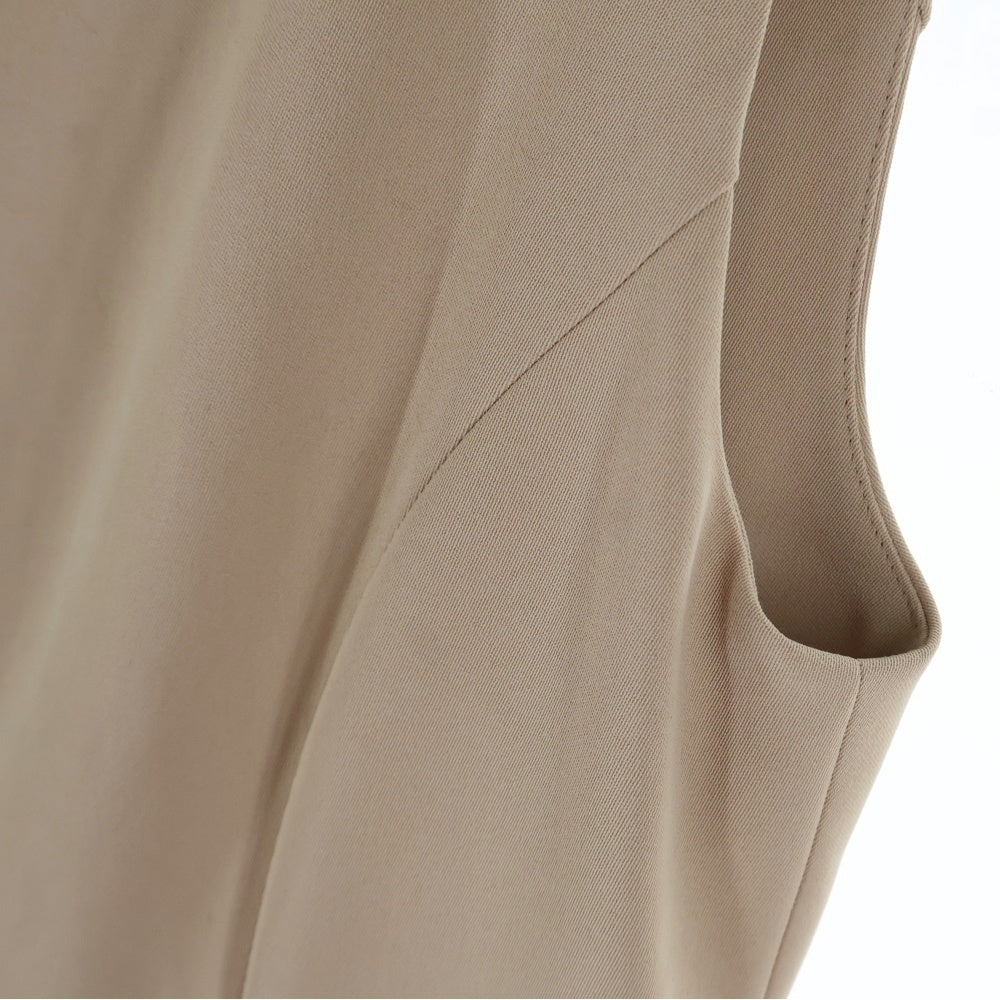 FOXEY(フォクシー) ジップアップ バイカラー ノースリーブ ミディアム フレア ワンピース ベージュ/ホワイト レディース 41976-NA00F619PR