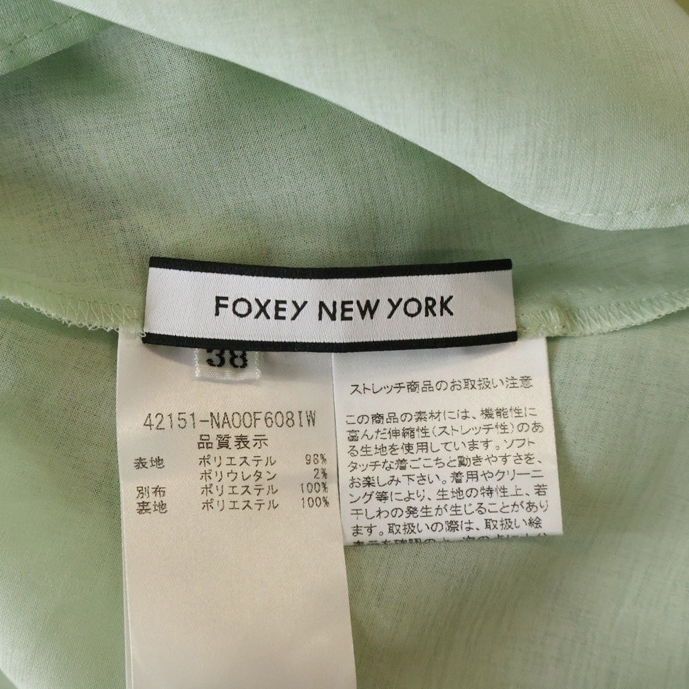 FOXEY(フォクシー) ヌーヴォドレス ワンピース リネンライクオーガンジーレス ノースリーブ ミディアム フレア ワンピース ライトグリーン レディース 42151-NA00F608IW