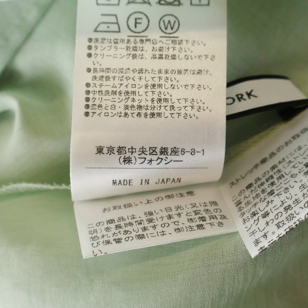 FOXEY(フォクシー) ヌーヴォドレス ワンピース リネンライクオーガンジーレス ノースリーブ ミディアム フレア ワンピース ライトグリーン レディース 42151-NA00F608IW