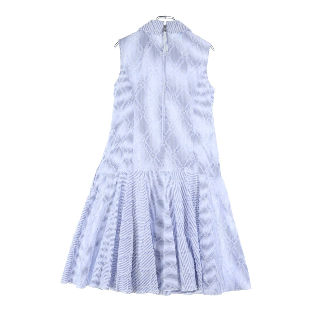FOXEY(フォクシー) リーブル ストライプ総柄 ジャガード コットン ミディアム フレア ワンピース ライトブルー/ホワイト レディース 42778-NS000624T