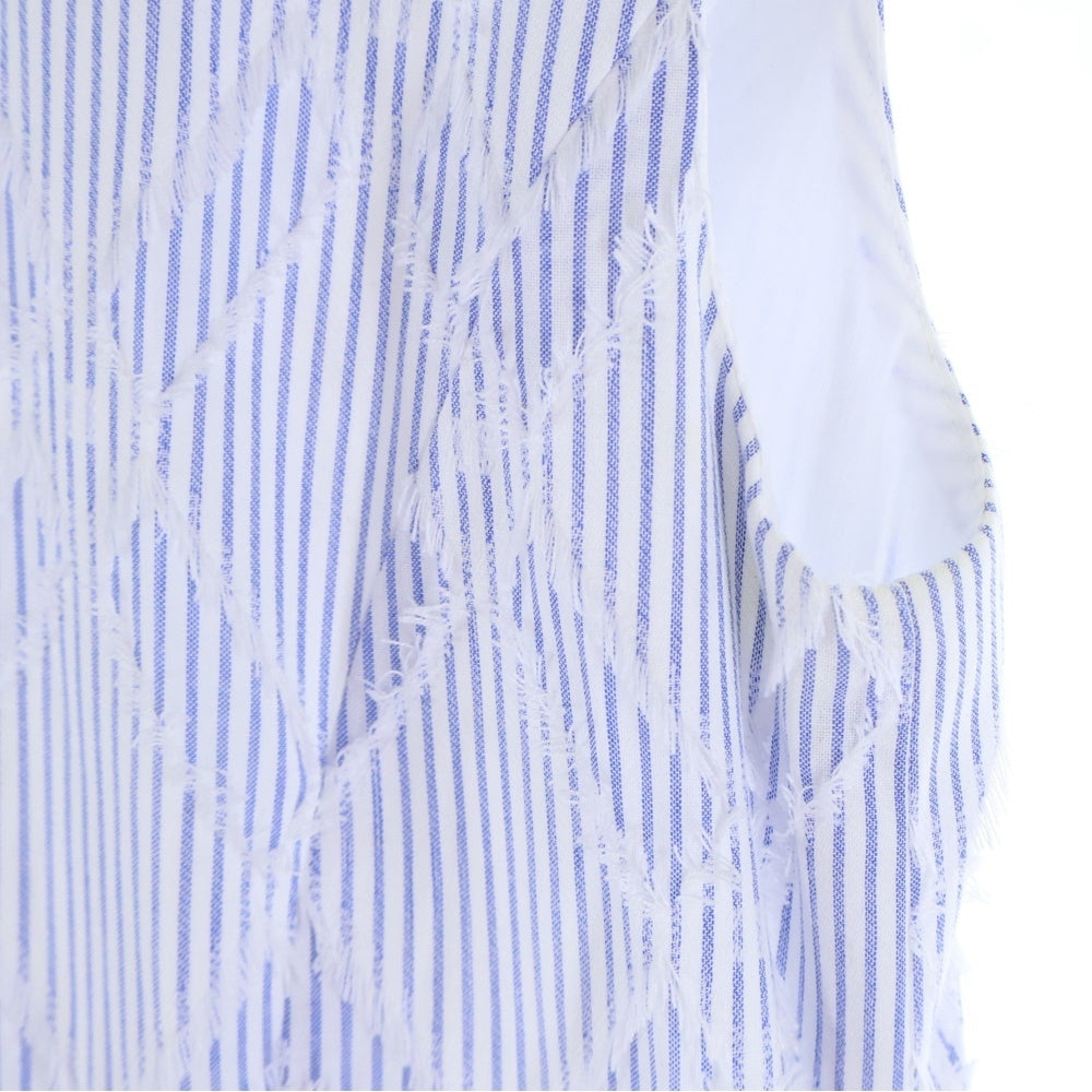 FOXEY(フォクシー) リーブル ストライプ総柄 ジャガード コットン ミディアム フレア ワンピース ライトブルー/ホワイト レディース 42778-NS000624T