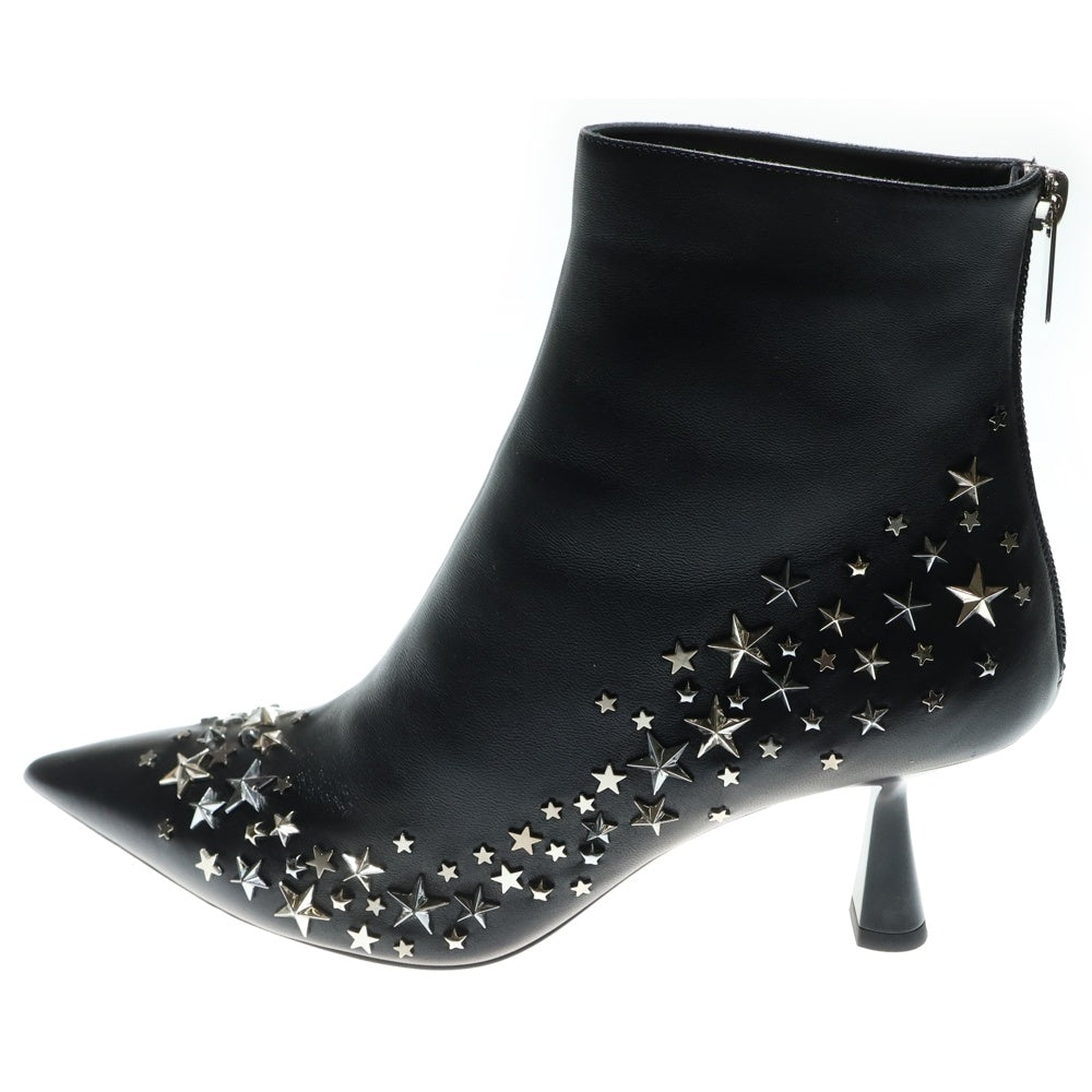 JIMMY CHOO(ジミーチュウ) スタースタッズ ヒール ポインテッドトゥ ショートブーツ シューズ ブラック レディース