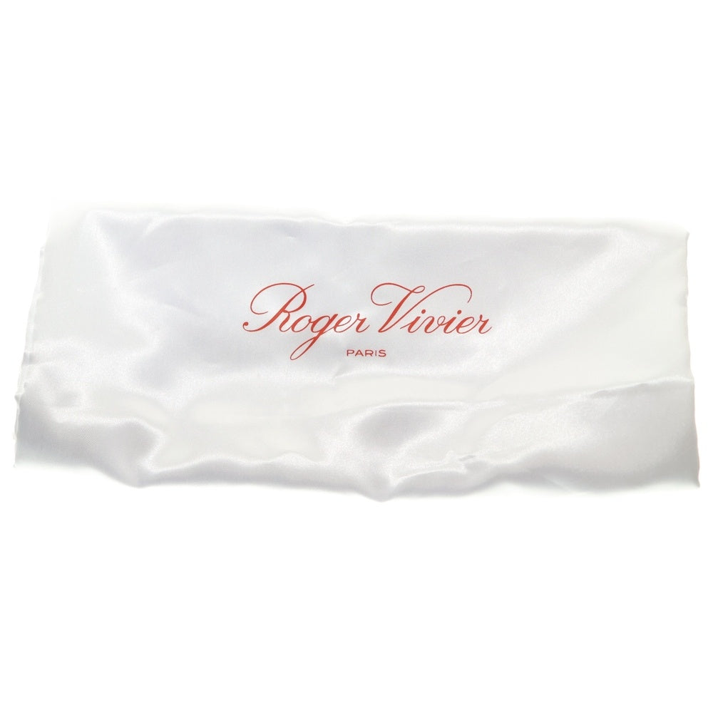 Roger Vivier(ロジェヴィヴィエ) ビジュー装飾 スクエアバックル パテントレザー ストラップ フラットサンダル ブラック レディース